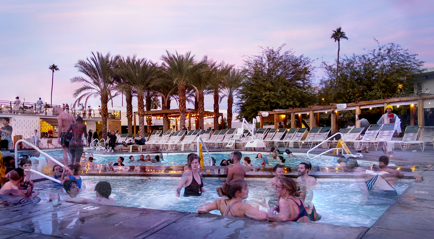 Dusk pool scene, Ace Hotel